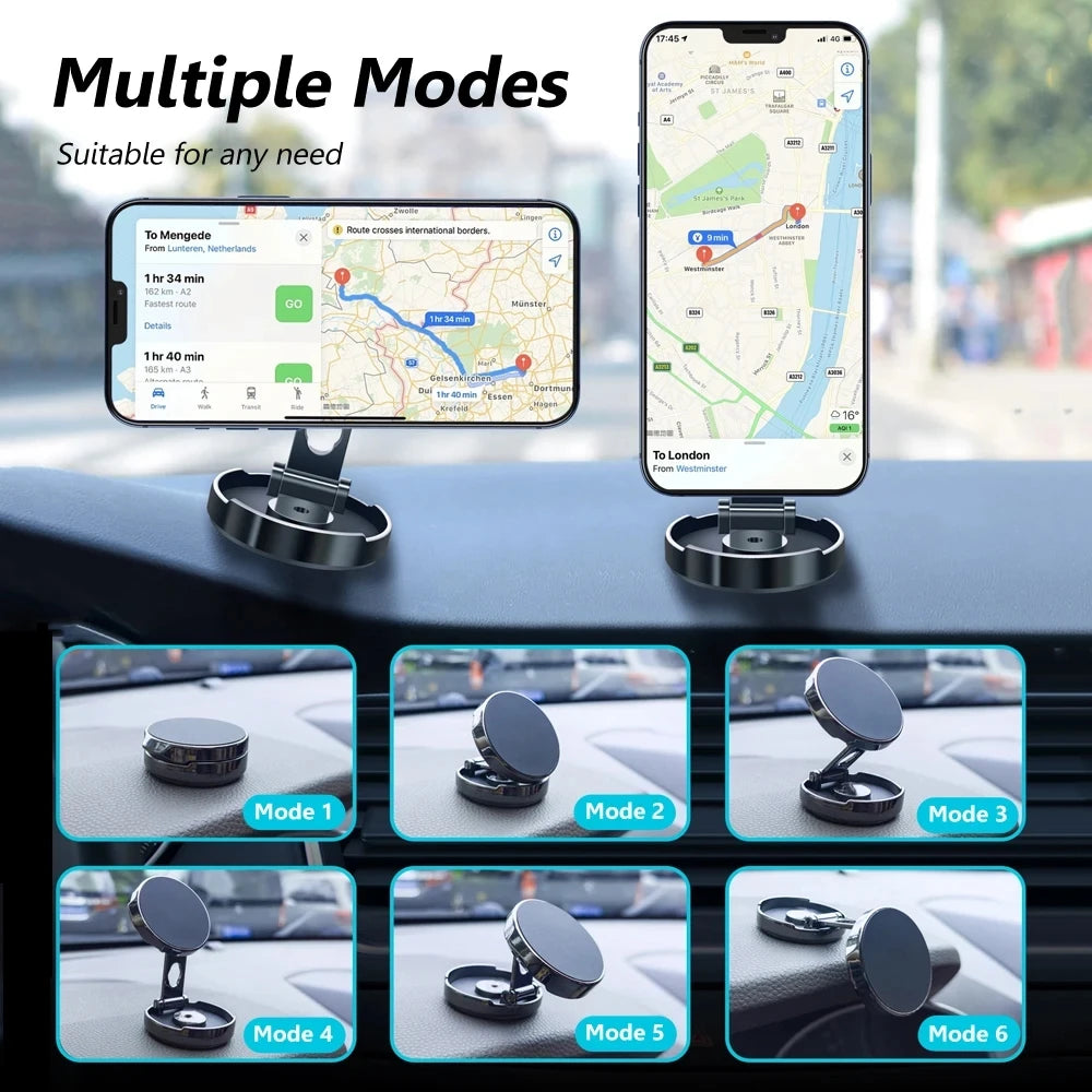 2026 Mobile Phone Stand Strong Magnetic Car Holder 720° Foldable Round Bracket Support for Universal Phones Mount Holders In Car