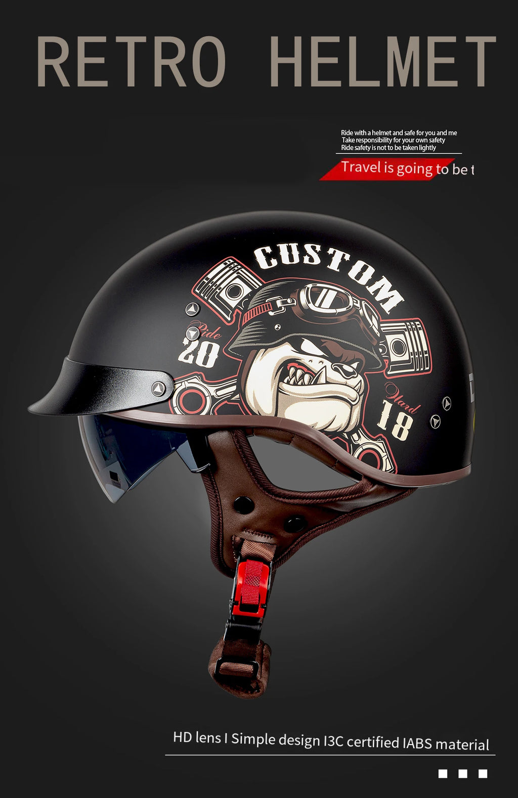 New Standard Electric Motorcycle Helmet Four Seasons Universal Retro Half Helmet Cruise Motorcycle Helmet for Men and Women