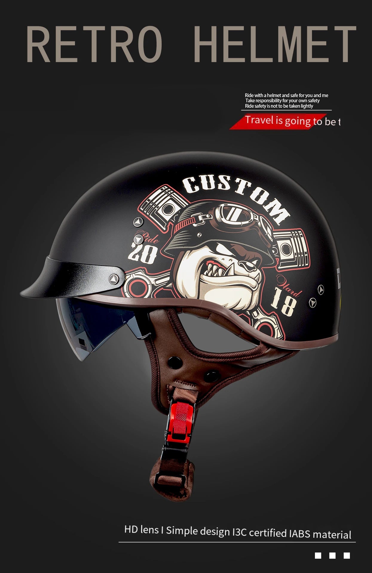 New Standard Electric Motorcycle Helmet Four Seasons Universal Retro Half Helmet Cruise Motorcycle Helmet for Men and Women