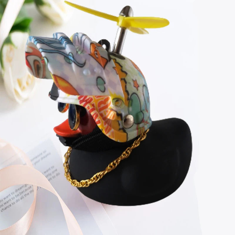 Broken Wind Rubber Duck Motor Accessories Yellow Duck with Helmet Auto Car Accessories Duck In The Car Car Interior Decoration