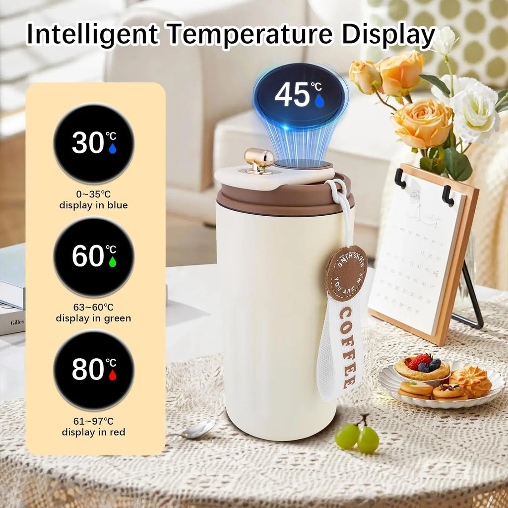450ml Thermos Bottle Smart Display Temperature 316 Stainless Steel Vacuum Cup Office Coffee Cup Business Portable Thermal Mug