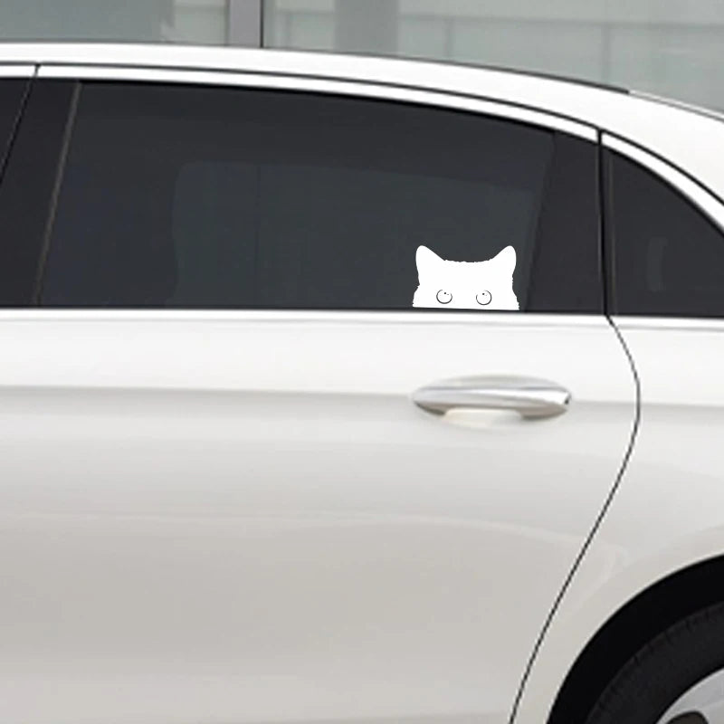 1 piece Hot  Car Sticker Accessories Poor Cat Is Stealing with Big Eyes Watch Vinyl Car Styling Cover Waterproof  PVC