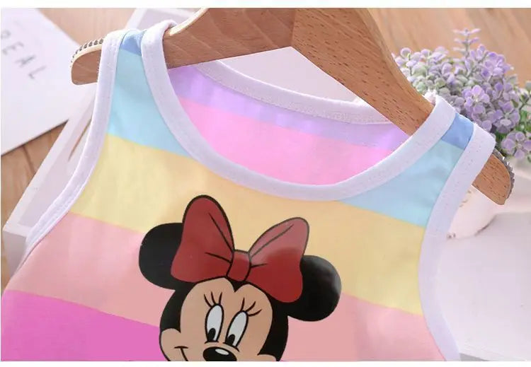 2026 Summer Baby Kids Clothes Sets Cut Striped Cartoon Printed Girls and Boys Vest and Shorts 2 Pieces Sets Children's Outfits
