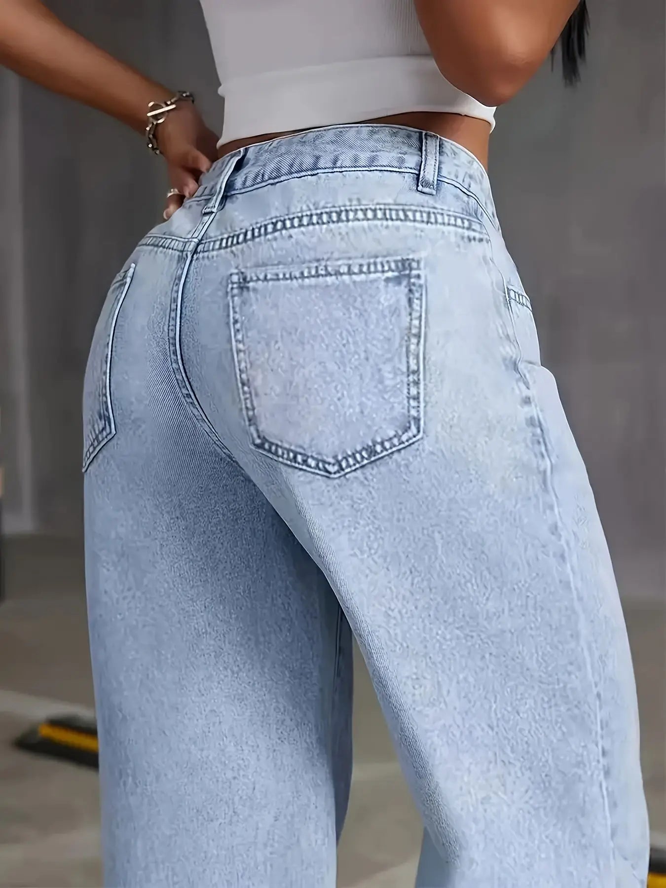 Jeans For Woman Y2k Clothes Light Blue Wide Leg Denim Pants Loose Fashion Simple Stretch Free Four Seasons Popular Casual