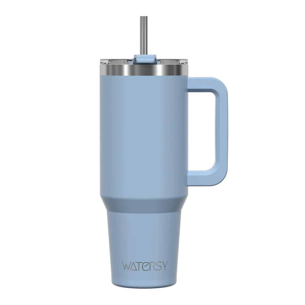 WATERSY 20/30/40oz Tumbler with Handle & Straw, Large Capacity Stainless Steel Thermal Cup, Vacuum Insulated Mug for Car, Travel