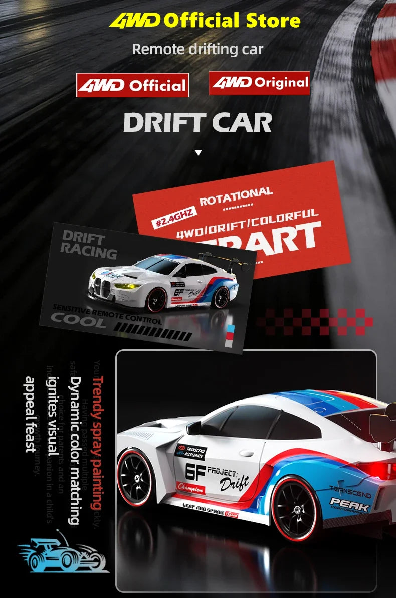 4WD Remote Control Drift Car Full Size 1:24 Mini Remote Control Racing Car Model 2.4G Radio High Speed 4X4 RC Car Vehicle Toy