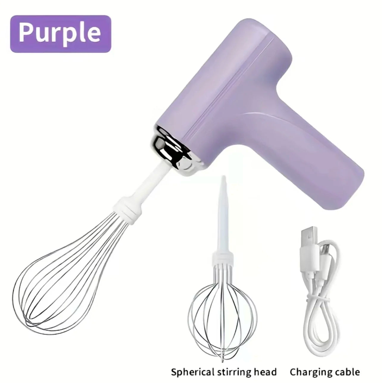 Electric Egg Beater Wireless Electric Food Mixer Handheld Mixer with 3 Speed Settings Baking Dough Cake Cream Milk Whisk