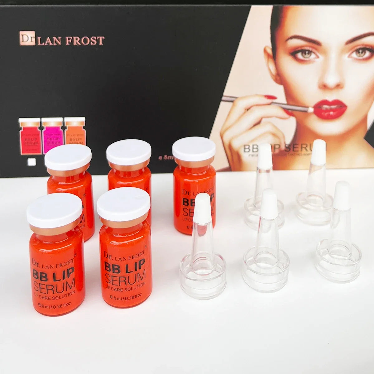 BB Cream Lip Kit Ampoule Serum Foundation Starter Kit Permanent Makeup Lip Pigment(Red Orange Pink)