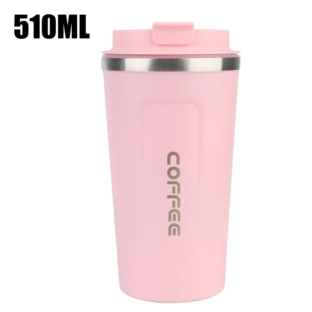 380/510ML Double‑Wall Stainless Steel Insulated Coffee Mug, Leak‑Proof Car Travel Tumbler for Home Outdoor Tea Water Drinking