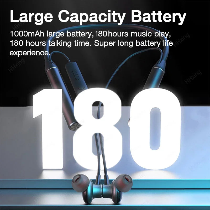 EARDECO 180 Hour Playback Wireless Headphones with Mic Bluetooth Headphone Bass Stereo Neckband Bluetooth Earphone Sport TF Card