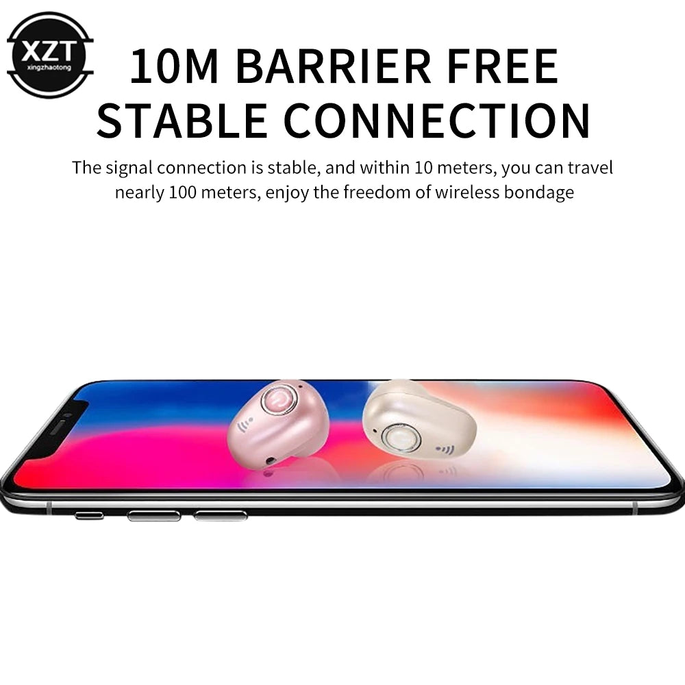 New HD Invisible Ture Wireless Earphone Noise Cancelling Bluetooth Headphone Handsfree Stereo Headset TWS Earbud With Microphone