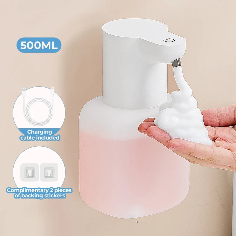 New Wall Mounted Automatic Soap Dispenser Foam Smart Hand Washing Machine 500ml Liquid Rechargeable Bathroom Induction Sensor