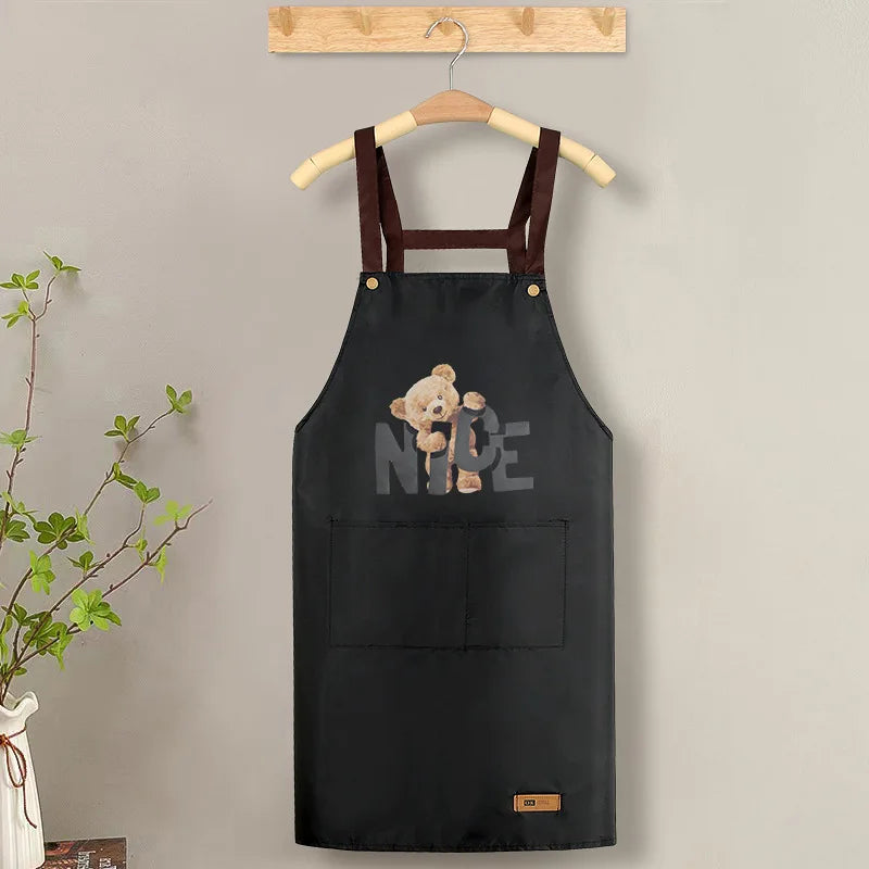 Apron with Straps for Cooking, PVC Waterproof and Oil-Resistant Waist Apron for Restaurant, Catering, and Coffee Shop Workwear