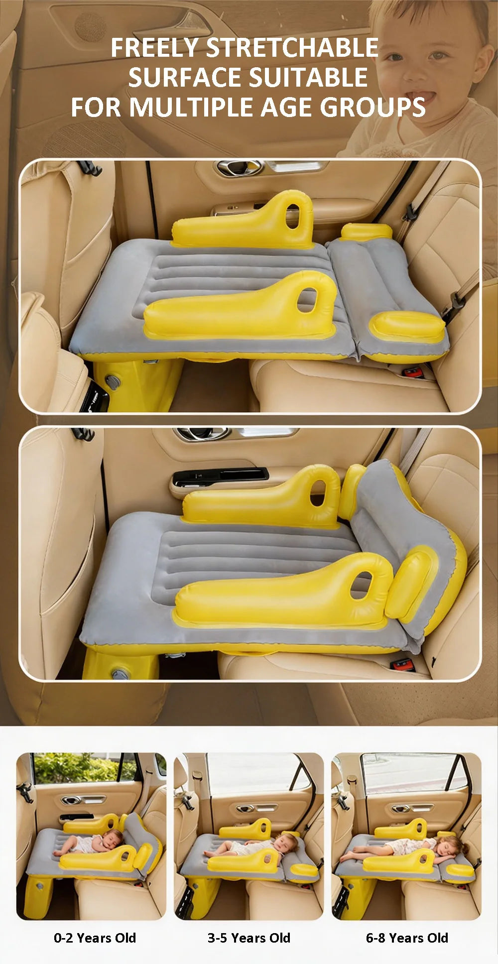 Portable Toddler Airplane Bed For Kid Baby Mattress Air Bed Seat Extender Sleeping Mattress Seat For Travel Car Road Trip