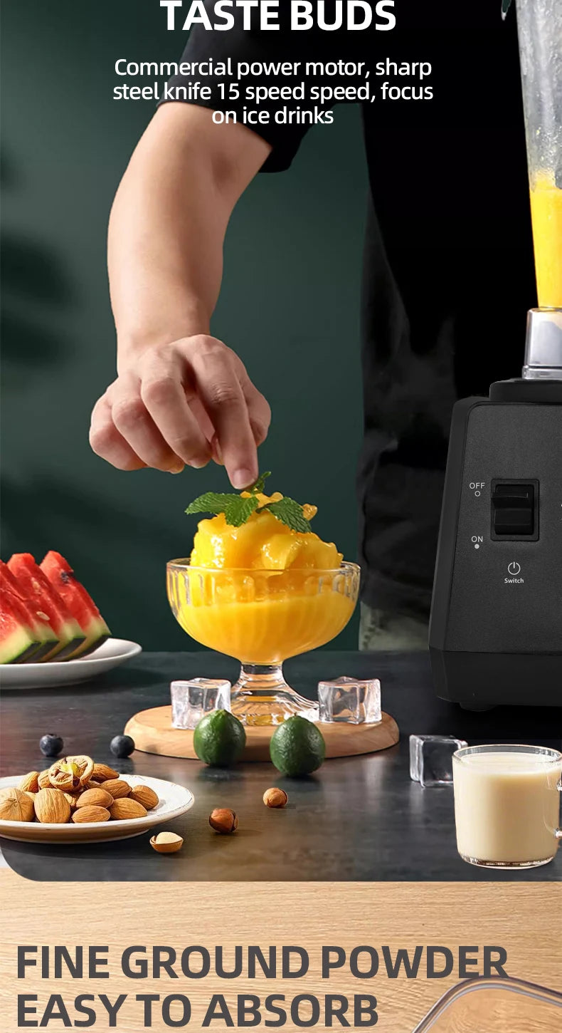 Fully Automatic Wall-Breaking Commercial Blender High Power Stationary Mixer Food Processor Ice Smoothie Juicer Machine Kitchens