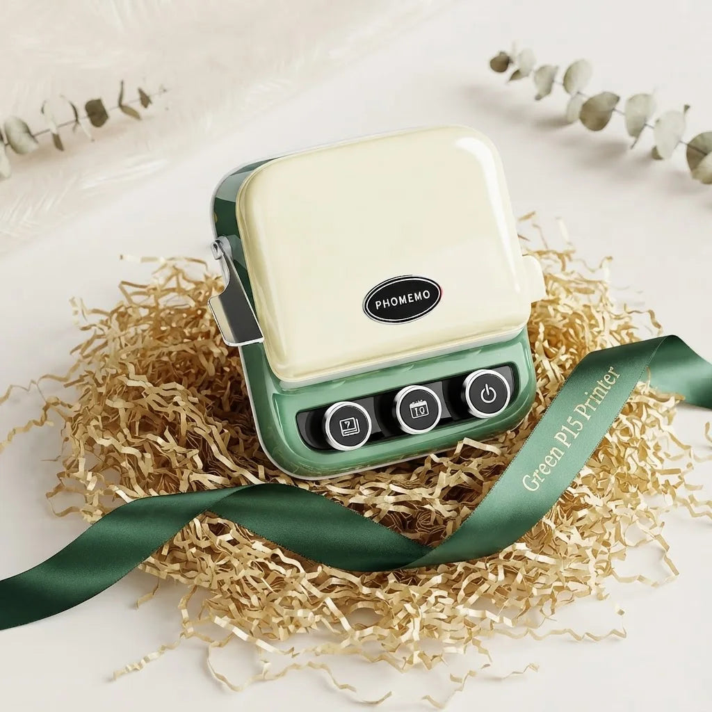 Phomemo P15 Mini Bluetooth Label Printer for Christmas Gifts & Wedding Decorations, Portable Ribbon Label Maker with Custom Text
