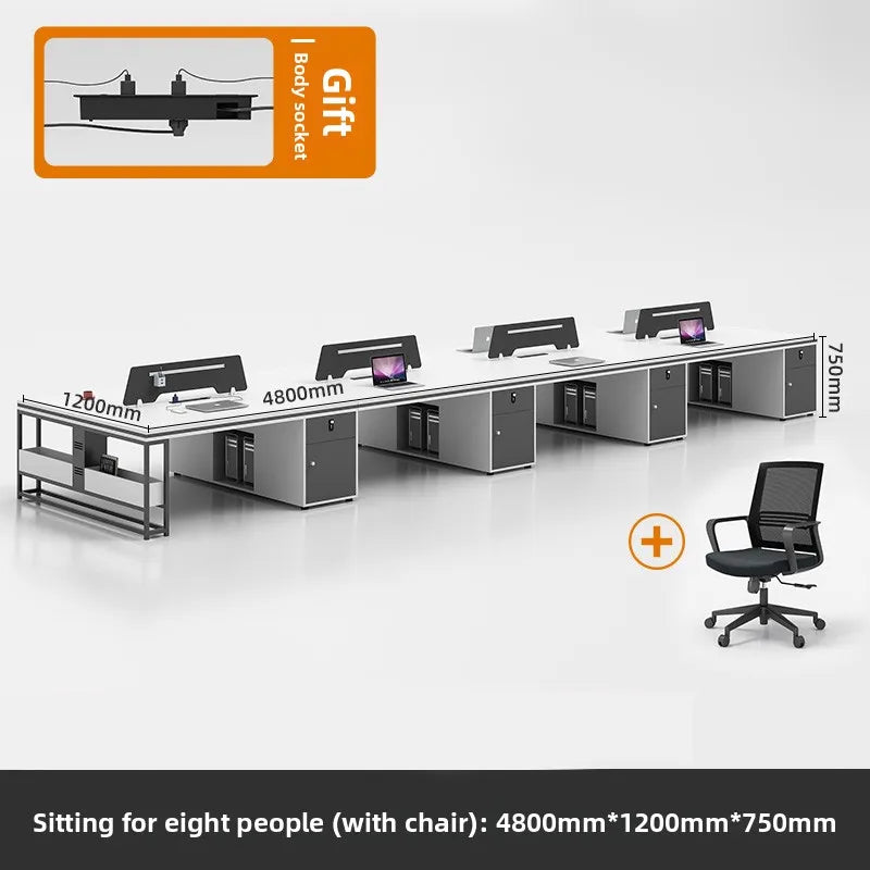 ！@Office Staff Desk and Chair Set: Simple, Modern, 4/6-person, Double-seat, Office Screen Cubicles, Financial Workstations