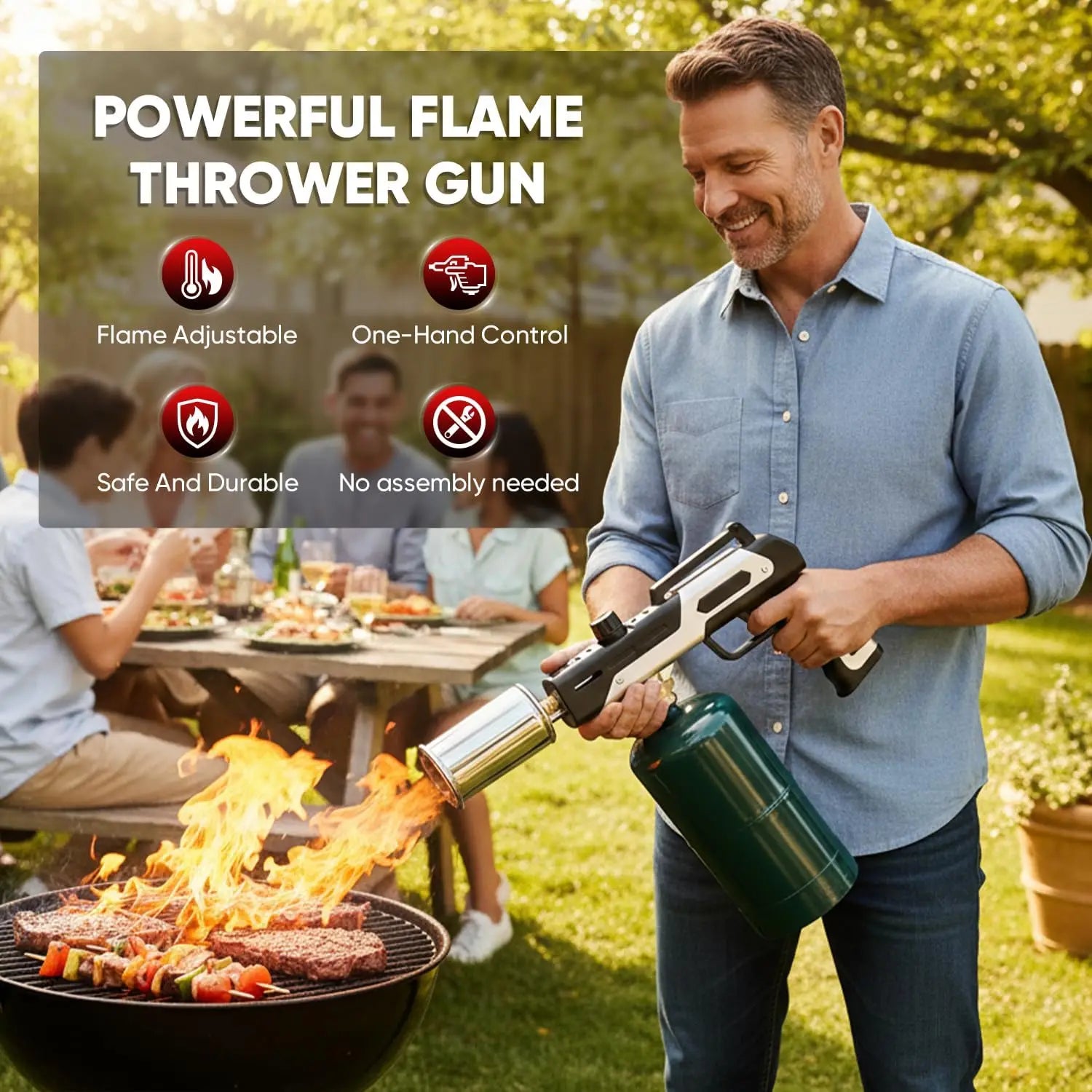 Kitchen Torch High Heat Adjustable Flame Handheld Butane Welding Soldering Tool for BBQ Cooking Camping Hom