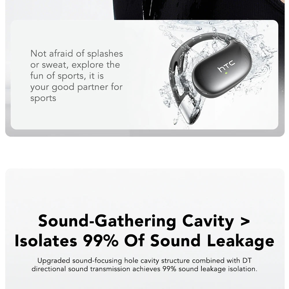 【HTC NE57】 Bluetooth V6.0 Earphones AI Translator Earbuds OWS Sport Wireless Headphones Comfort Earhooks Long Life with Mic
