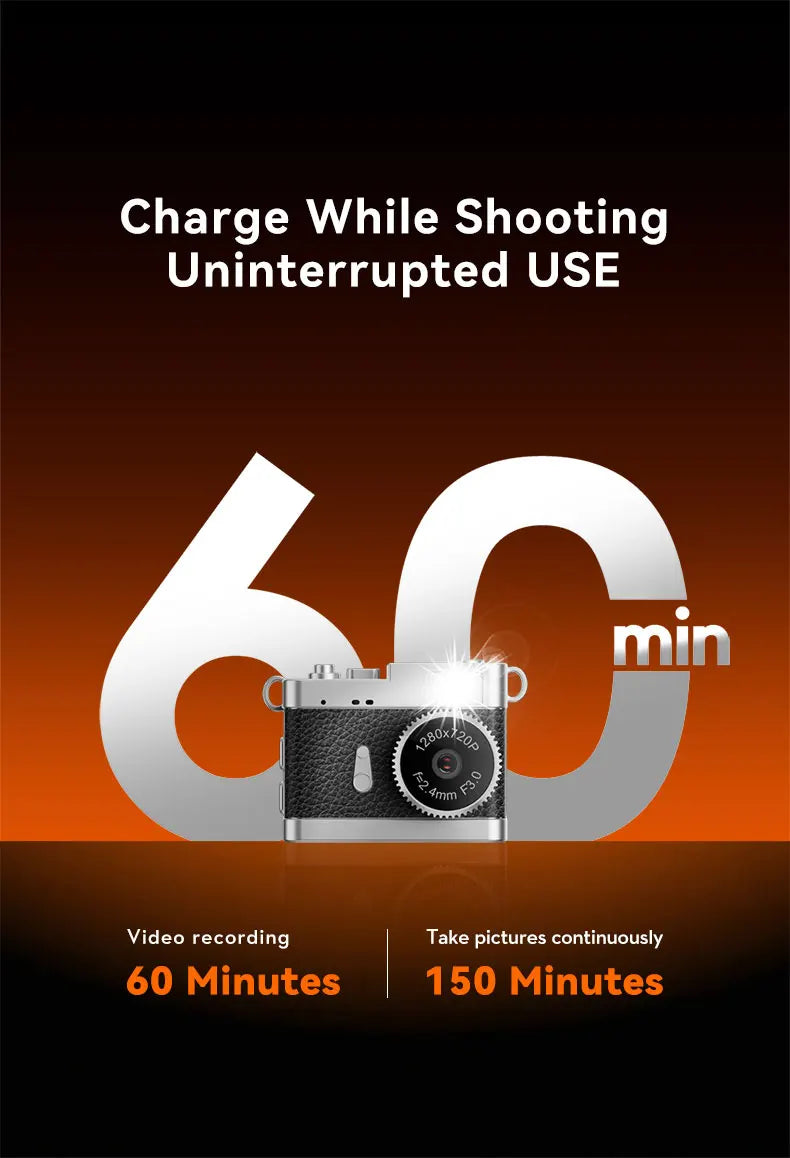 S142 Retro Digital Camera 720P Video Recorder LED Fill Light 0.96 Inch IPS Screen Portable Mini Digital Camera