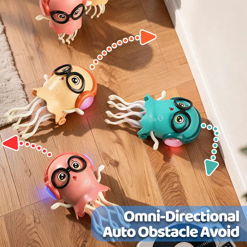 Electric Dancing Jellyfish Toy Obstacle Avoidance Robot Toy with Music 3D Flashing Light Interactive Sensory Play Toy Kids Gifts