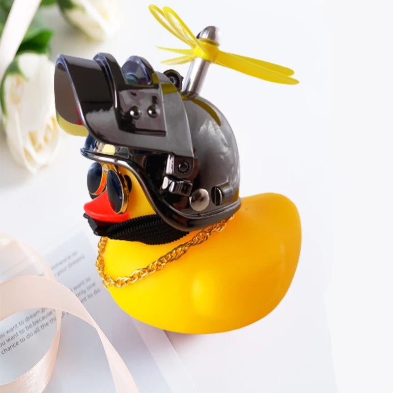 Broken Wind Rubber Duck Motor Accessories Yellow Duck with Helmet Auto Car Accessories Duck In The Car Car Interior Decoration