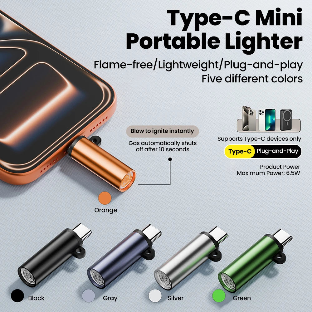 Encendedor USB-C Mini - Soplado Automático Recargable