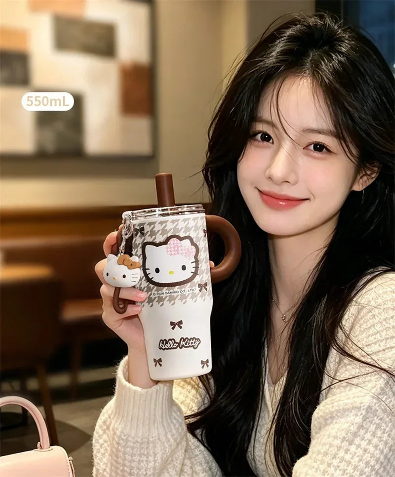 X&W Hello Kitty Insulated Cup Leak Proof 530-700ml with Pendant and Carrying Rope To Keep Office/Home Beverages Hot and Cold