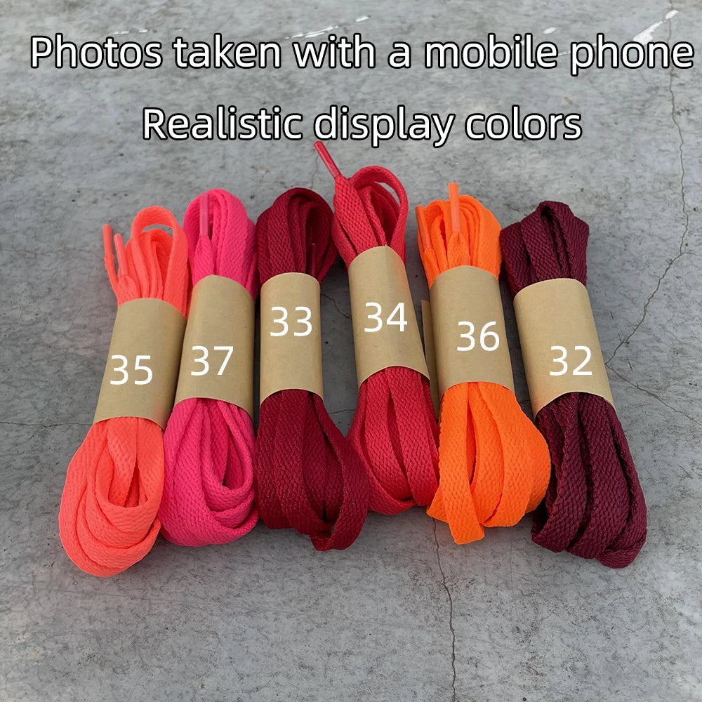HIBERNI Flat Shoelaces for Sneakers/Adidas/Nike - 120cm/140cm Red/Orange/Hot Pink | Soft & Vibrant Laces for AF1 Shoes 1Pair