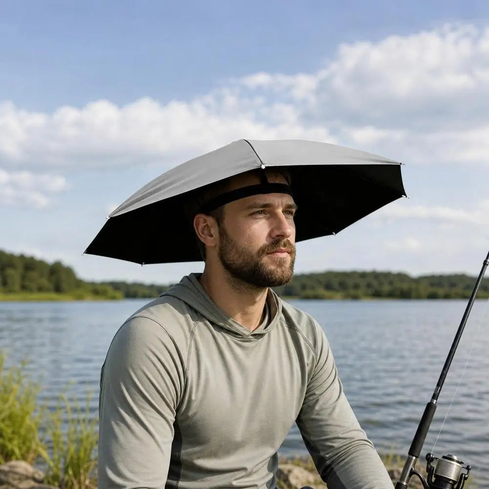 Hands Free Umbrella Hat Black Coating UV Protection Foldable Sun Shade Caps Waterproof Headwear For Fishing Hiking Camping