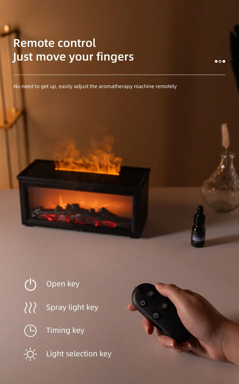 7 colors of essential oil fireplace diffuser mini flame aromatherapy fireplace humidifier aromatherapy oil diffuser AG-HY05