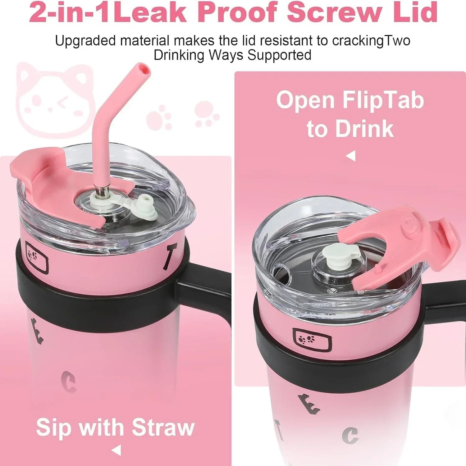 1200ML Stainless Steel Vacuum Insulated Tumbler Large-capacity Water Bottle Thermos Straw Cup Outdoor Travel Drinkware Kettle