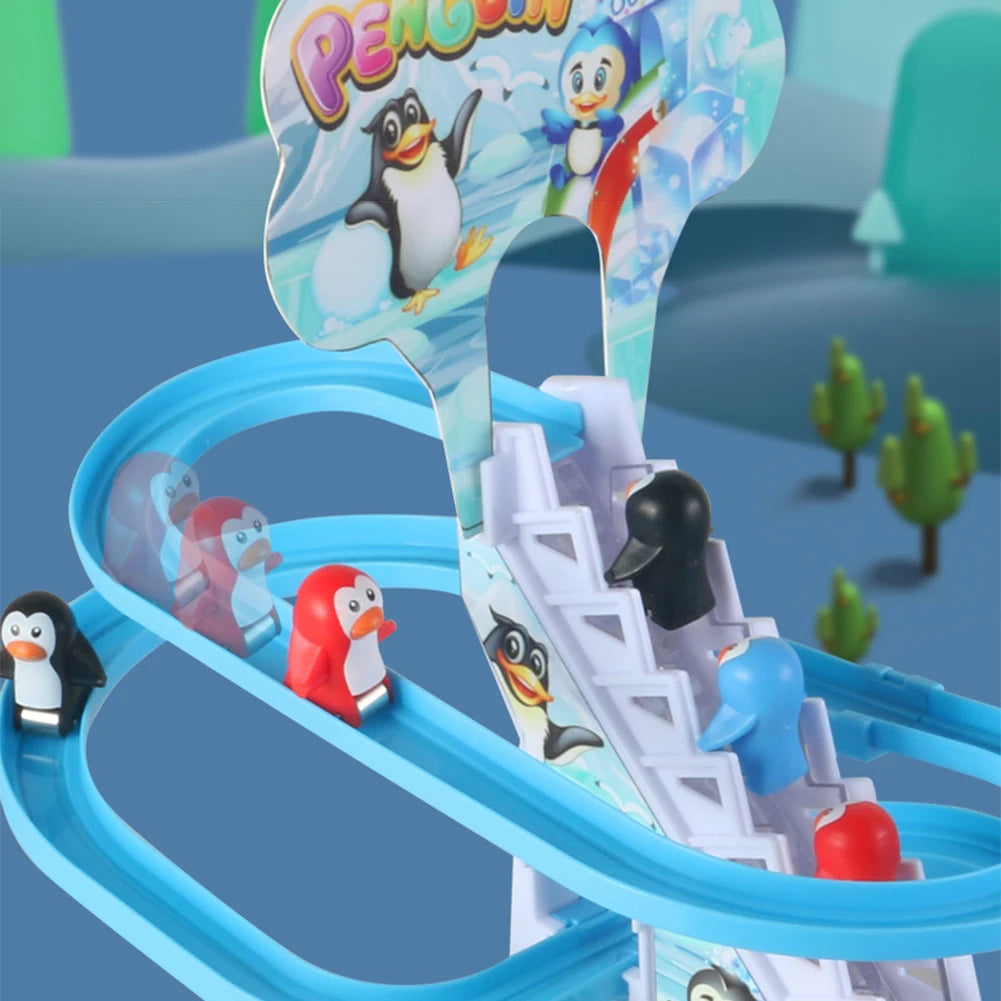 Assembly Design Animals Stair Climbing Toy Electric Track Slide Toys Early Education Electric Dinosaur Stair Toy for Boys Girls