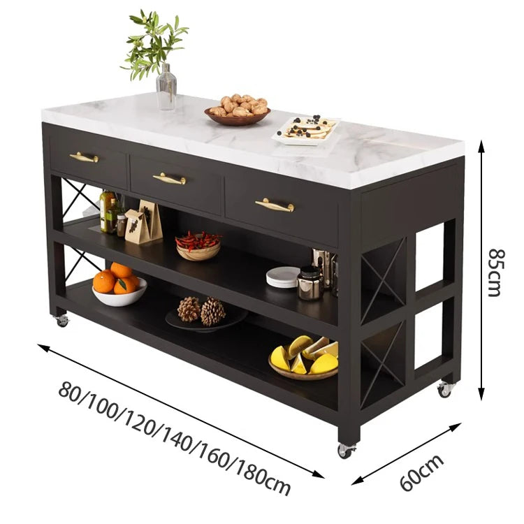 Marble Top Kitchen Island Kitchen Trolley Cart Cabinet Island With Storage Movable