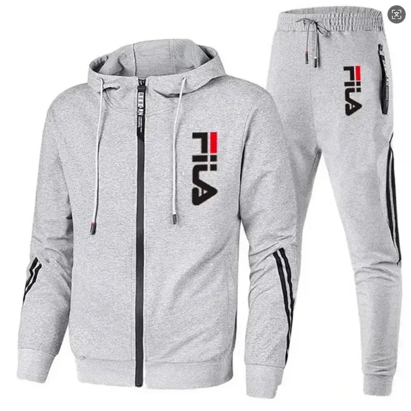 2026 Men's Spring and Autumn Outdoor Zipper Jacket + Athletic Pants Jogging Set Leisure Basketball Fitness Two-Piece Set