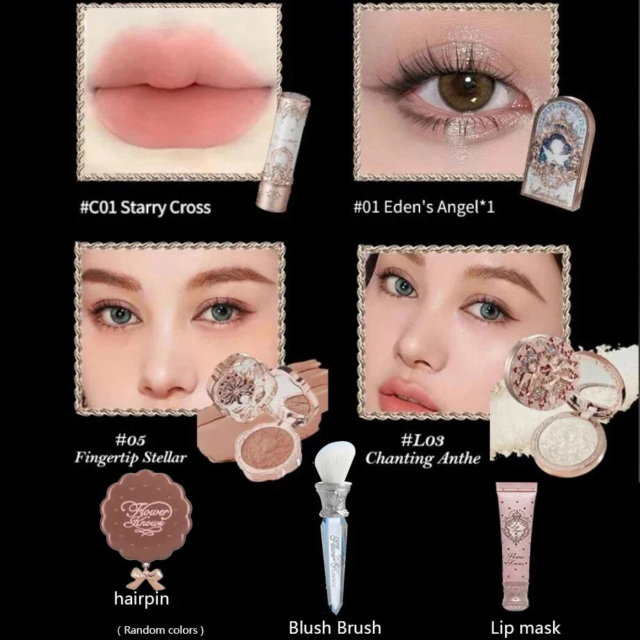 Flower Knows Full Makup Set Little Angel Collection The Sweetie Bear Gift Box Blush Cream Matte Lipstick Highlighter All in One
