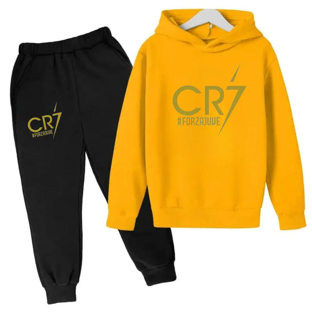 Ronaldo CR7 Print Football Idol Clothing Children Hoodie 2pcs Set Pants Suit Kids Boys Tracksuit Girls Clothing Sport Tracksuits