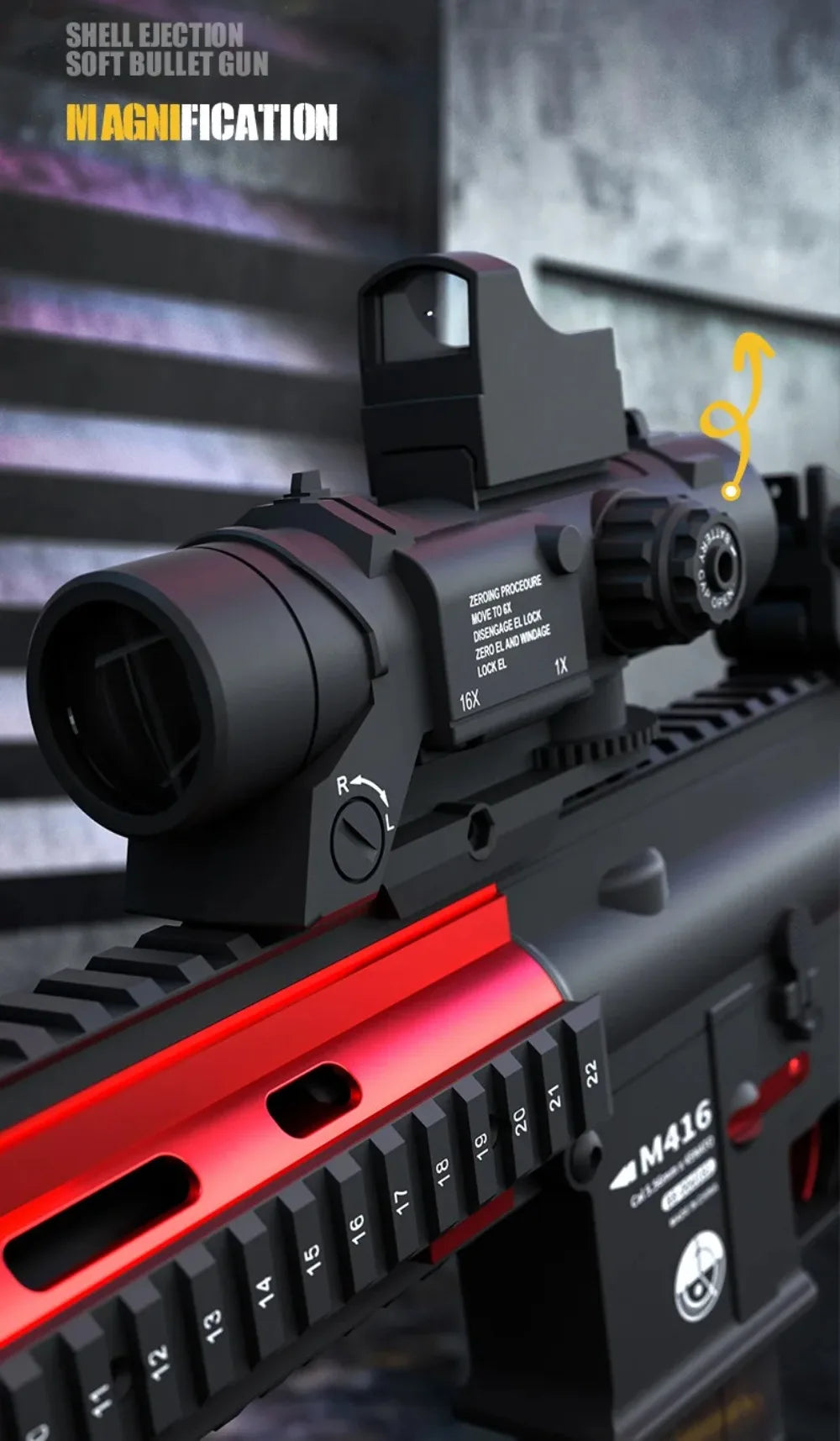 Full Automatic Continuous Firing M416 Soft Bullet Gun Shell Eject Assault Rifle Model Ideal Gift for Boys Outdoor Shooting Fun