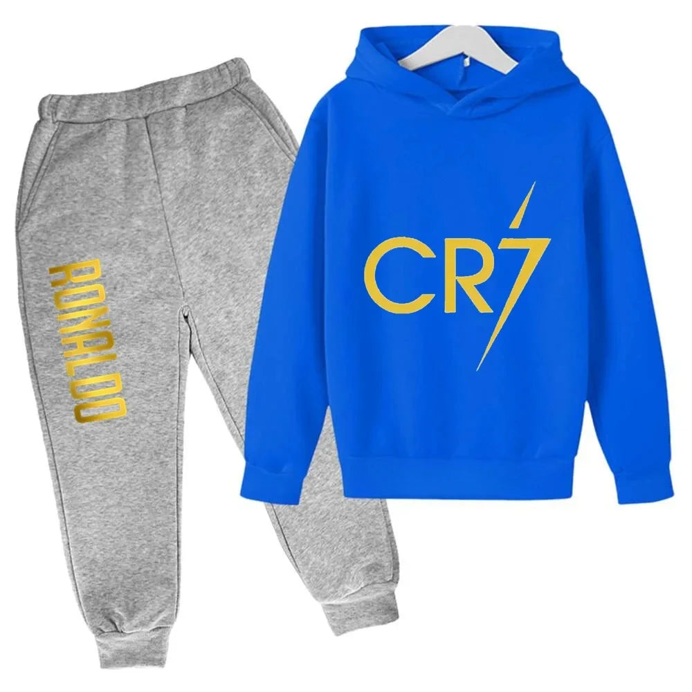 Ronaldo CR7 Print Football Idol Clothing Children Hoodie 2pcs Set Pants Suit Kids Boys Tracksuit Girls Clothing Sport Tracksuits