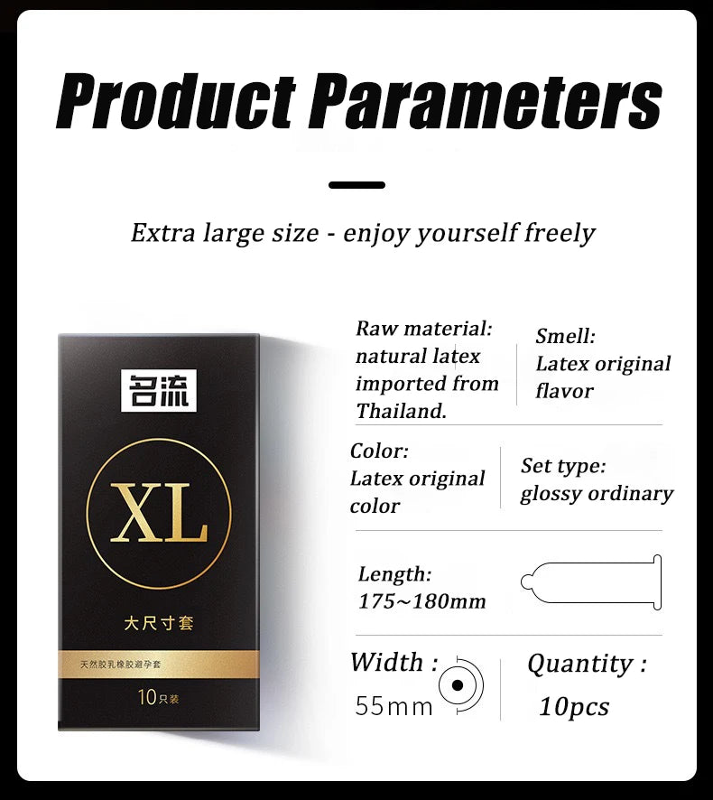 5Box 55mm Men's Condoms Big Size for Men Ejaculation Natural Latex Ultra Thin XL Penis Sleeve Adult Supplies Safer Sex Tools