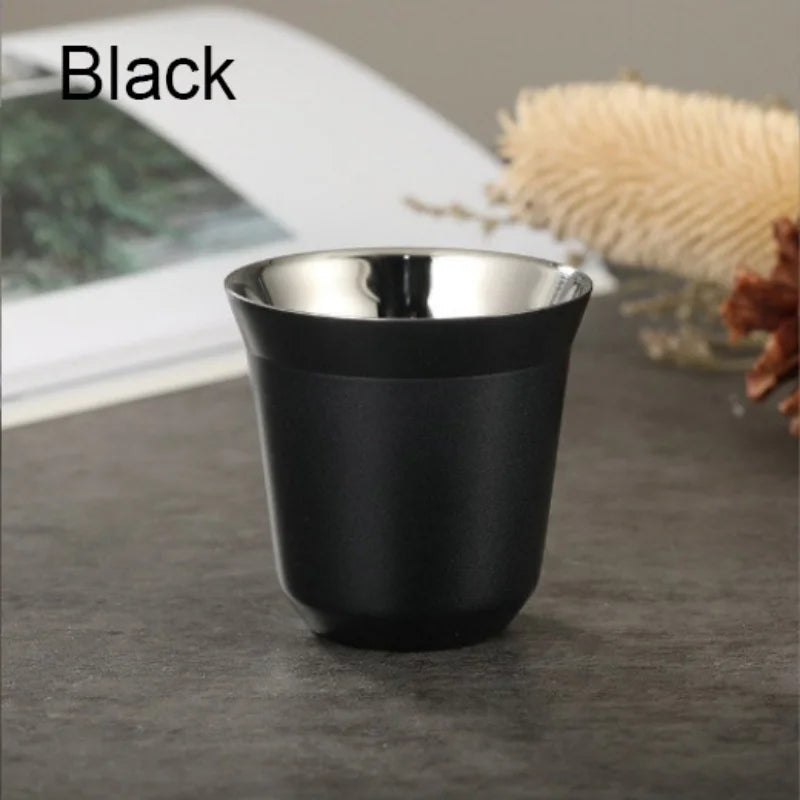 Summer New Simple Flat Bottom Cup Stainless Steel Double-layer Inner Tank Capsule Coffee Cup High-grade Solid Color Water Cup