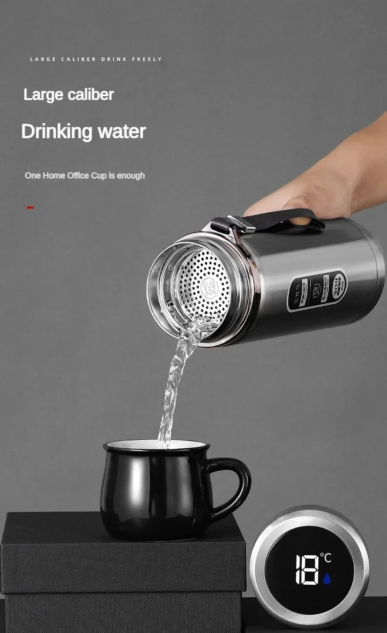 New Vacuum Flask Portable Cups Stainless Steel Thermos Bottle with LED Temperature Display Sus304 Tea Water Bottle