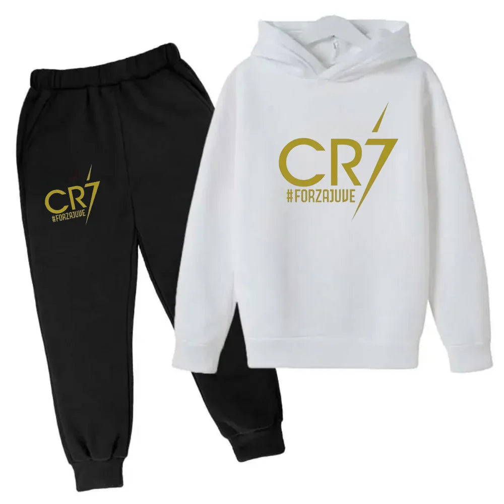 Ronaldo CR7 Print Football Idol Clothing Children Hoodie 2pcs Set Pants Suit Kids Boys Tracksuit Girls Clothing Sport Tracksuits