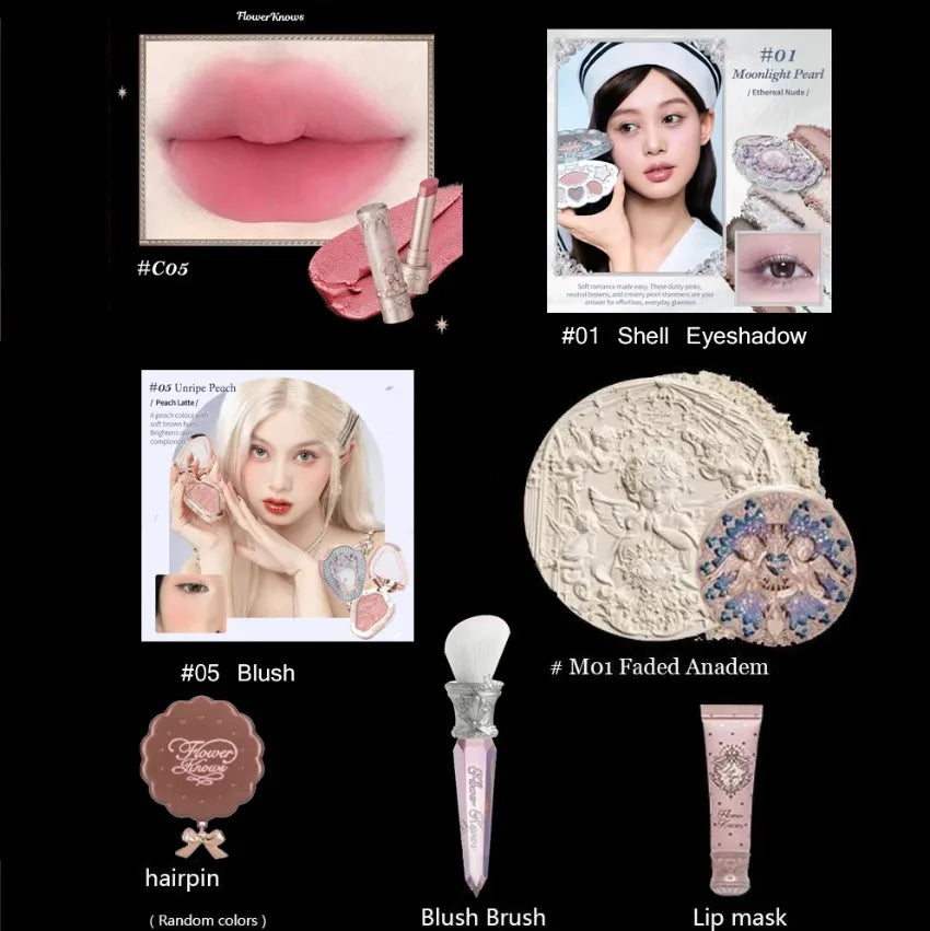 Flower Knows Full Makup Set Little Angel Collection The Sweetie Bear Gift Box Blush Cream Matte Lipstick Highlighter All in One