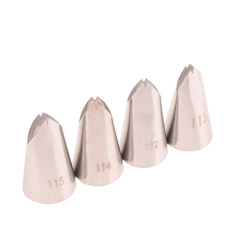 {Summer2} #112 #113 #114 #115 Leaf Shape Piping Nozzle 4 Pcs Set Pastry Icing Tips For Cake Cream Decorating Baking DIY