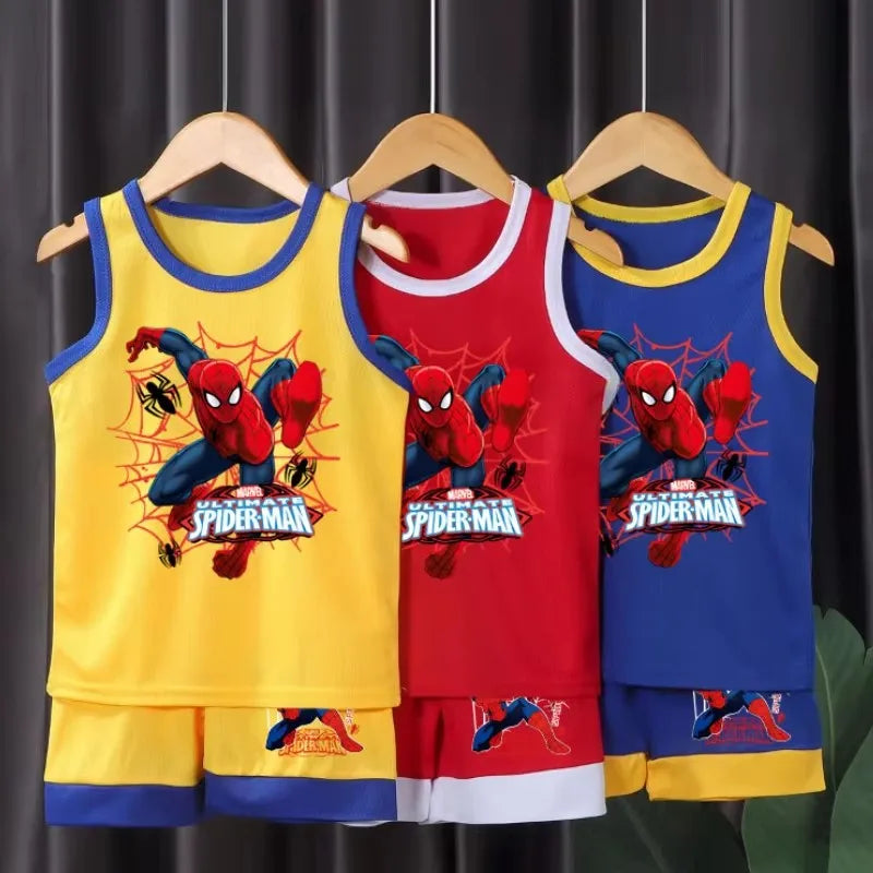 2026 Summer New Breathable Boys Vest Sets Children's Fashion Cartoon Sleeveless Top Shorts Two Piece Sets Kids Casual Outfits