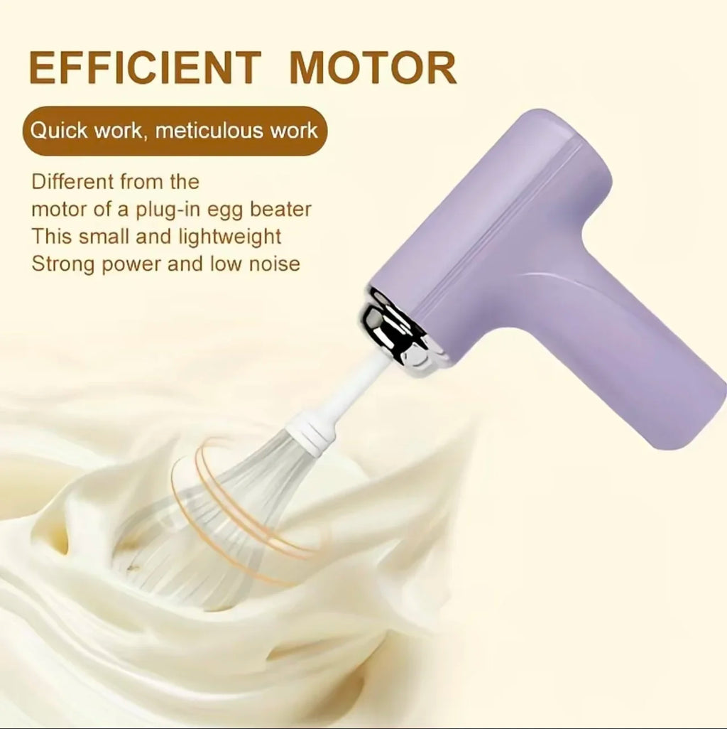 Electric Egg Beater Wireless Electric Food Mixer Handheld Mixer with 3 Speed Settings Baking Dough Cake Cream Milk Whisk