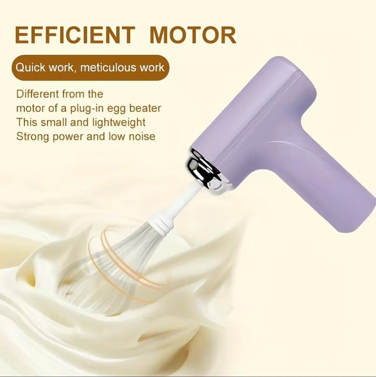Electric Egg Beater Wireless Electric Food Mixer Handheld Mixer with 3 Speed Settings Baking Dough Cake Cream Milk Whisk