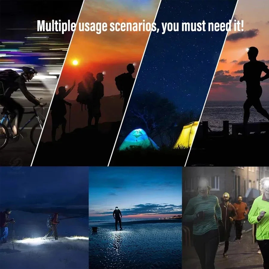 Mini Rechargeable Powerful Sensor Headlamp Fishing Camping USB Head Flashlight COB LED Head Light Torch Headlights Front Lantern