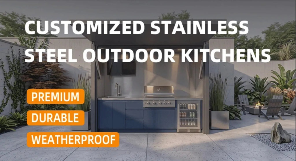 Custom 304 Stainless Steel Villa Outdoor Kitchen Shelter, BBQ Grill for Garden Backyard Outdoor Cooking